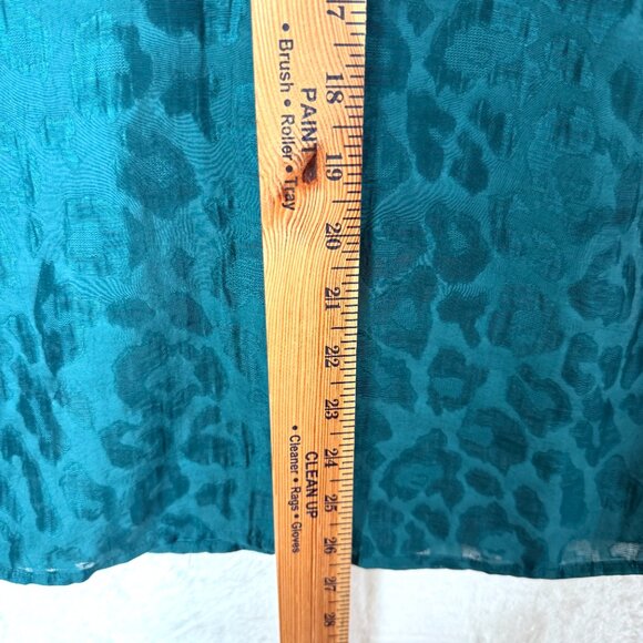 Guess Animal Print Satin Sheer Retro Balloon Sleeves Blouse Womens S Green Teal - Picture 7 of 9